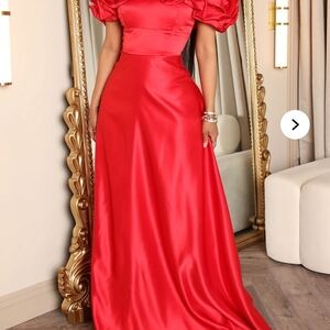 Fashion Nova Red Satin Maxi Dress, Giving Ultimatums...Mrs. Claus, Martha Mae?!